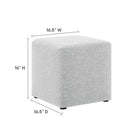 Modway Callum 17" Square Woven Heathered Fabric Upholstered Ottoman - Heathered Weave/Light Grey-Dense Foam Padding