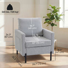 HOMCOM Modern Accent Chair with Metal Legs and Thick Cushion for Bedroom - Light Grey-Protective foot pads keep your floor looks well
