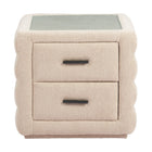 Zuo Soffice Nightstand - Beige-Tempered Glass rectangular shape tabletop