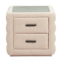 Zuo Soffice Nightstand - Beige-Tempered Glass rectangular shape tabletop