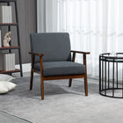 HOMCOM Modern Accent Chair with Cushioned Seat - Wood Legs for Bedroom - Dark Grey-Place it wherever you want, whether it is in the living room, bedroom, or dining room
