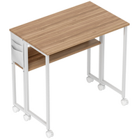 HOMCOM 31.5" Rolling Folding Desk with Wheels and Storage Bag - Natural-Fold depth from 19.7" to 8.3" with drop leaf design