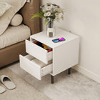 HOMCOM Nightstand with Push-to-Open Drawers - White - Set of 2-15 cm high legs allow easy cleaning and promote better airflow underneath