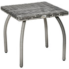Outsunny 17.7" L x 17.7" W Rattan Coffee Table Outdoor Side Table - Grey-Stylish rattan table suitable for home, backyard, garden, and porch