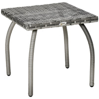 Outsunny 17.7" L x 17.7" W Rattan Coffee Table Outdoor Side Table - Grey-Stylish rattan table suitable for home, backyard, garden, and porch