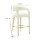 Modway Pinnacle Performance Velvet Bar Stool - Ivory Gold - Set of 2-Stain-Resistant Performance Velvet Upholstery