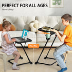 Homy Casa Adjustable Height Folding Table with Tilting Top and Cup Holder - Black-Height Settings: 19.2", 23.8", 25.8", 28.1"