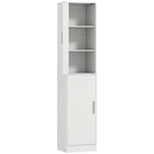 HOMCOM Slim Tall Bathroom Floor Cabinet with Shelves - White-Closed six-tier storage keeps your bathroom essentials neatly organized and dust-free 