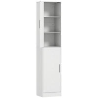 HOMCOM Slim Tall Bathroom Floor Cabinet with Shelves - White-Closed six-tier storage keeps your bathroom essentials neatly organized and dust-free 