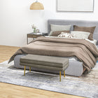 HOMCOM Upholstered Storage Bench for End of Bed - Beige-Solid electroplated steel legs for high stability and durability  