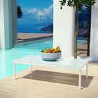 Modway Harmony Outdoor Patio Aluminum Coffee Table - White-Quality Tempered Glass Top