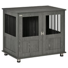 PawHut 29.5" H Dog Kennel End Table - Grey-Wide top for magazines, pet supplies, night lamps, and more 