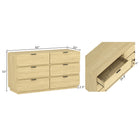 Manhattan Comfort Chrystie 60" Contemporary Modern 6-Drawer Double Dresser - Natural-Rounded corners soften the silhouette and create a calm, cohesive profile
