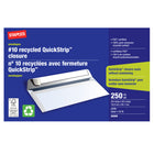 Staples #10 Recycled Envelopes with QuickStrip Flap - 4-1/8" x 9-1/2" - White - 250 Pack-This #10 envelope can be used to send letters, cheques, bills, statements, announcements, contracts and more