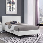 Modway Anya Fabric Twin Bed - White-Slatted Poplar Wood Support System