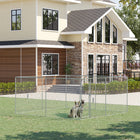 PawHut Dog Exercise Pen Enclosure - 172.2 sq. ft.- Silver-6 ft. tall fencing to keep dogs in without jumping over 