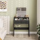 HOMCOM Makeup Vanity Desk with Mirror - 29.5" L x 15" W x 53.1" H - Black-Colour: Black 