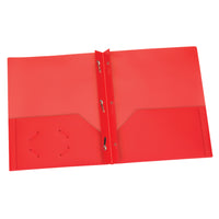 Oxford Red Poly Two Pocket Portfolio with Prongs - 25 Pack-Colorful, flexible and durable for multiple uses