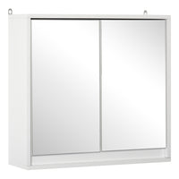HOMCOM Wall Mount Bathroom Medicine Cabinet with Mirror - White-Stylish design with a spacious interior space  