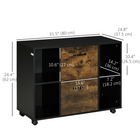 Vinsetto Mobile Lateral Filing Cabinet with Lockable Drawer - Rustic Brown-2 drawers with hanging bars can hold A4 or letter sized files 