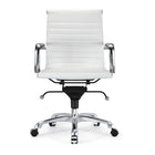 Plata Import Antoni Office Chair Leather Upholstery Low Back Adjustable Height Metal Frame - White-Manual Tilt