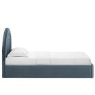 Modway Solana Arched Performance Velvet Twin Platform Bed - Cadet Blue-Plinth Base