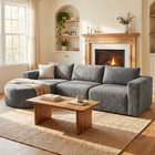 HOMCOM L-Shaped Cloud Sectional Sofa with Chaise - Dark Grey-All foam boneless couch uses layered high-density foam for lasting support