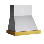 KUCHT KRH36SG 36" 900 CFM Wall Mounted Range Hood - Stainless Steel/Gold-This pro-style range hood features a powerful blower with up to 900 CFM that will give you three different levels of airflow and capture smoke and cooking odours in a quiet operation