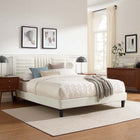 Modway Sofia Channel Tufted Performance Velvet King Platform Bed - White-Wood Slat Support System