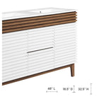 Modway Render 48" Double Sink Bathroom Vanity - White/Walnut/White-Tapered Wood Legs