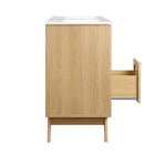 Modway Soma 48" Double Sink Bathroom Vanity - Oak/White-8" Centerset Holes