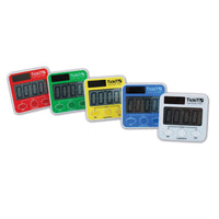 Learning Advantage TickiT Dual Power Timers - Solar and Battery Powered Digital Timers - Assorted Colours - Set of 5-Endless power: With these timers, you'll never run out of battery during an activity. Each Dual Power Timer comes with a built-in battery and solar panel for endless power!