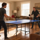 Soozier Full Size Ping Pong Table Set-Can be folded into a compact size and with a lock system to keep the folding status
