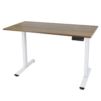 Ezywork Whole Piece Top Electric Standing Desk - White Frame / Dark Wood Top-Whole piece table top