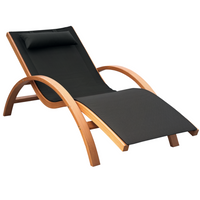 Outsunny Outdoor Lounge Chair - Garden Sun Lounger with Headrest - Black-A modern and stylish to décor your yard!