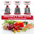 Nutrislicer Rotary Cheese Grater, Vegetable Chopper and Kitchen Slicer-Safe & efficient food slicer: the built-in food chute and locking mechanism ensure that your fingers are safely away from the blades, while the rotating handle makes slicing, chopping, and grating effortless.