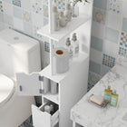 HOMCOM Narrow Bathroom Floor Cabinet with Drawer and Open Shelves - White-Assembly required