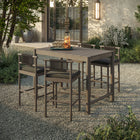 Modway Eleni 5-Piece Outdoor Teak Wood Bar Set - Weathered Grey Flint-Woven Rope Backrest Accents