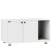 PawHut Cat Litter Box Enclosure with Scratching Pad - White-Can be used as a cat litter box, cat house, or side table