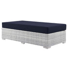 Modway Convene Outdoor Patio Rectangular Ottoman - Light Grey/Navy-Synthetic Rattan Weave