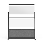 Luxor Modular Wall - 70" W x 48" H - Wide Black Frame, Frosted Acrylic, Cool Grey PET-Enhances light flow while reducing distractions