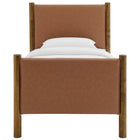 Modway Maven Twin Size Vegan Leather Upholstered Platform Bed - Tan Walnut-Wood Slat Support