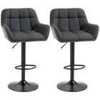 HOMCOM Adjustable Swivel Tufted Fabric Bar Stools - Black - 2 Pack-Comes in a set of 2 to create a matching look
