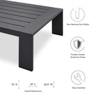 Modway Tahoe Outdoor Patio Powder-Coated Aluminum Coffee Table - Grey-Powder-Coated Aluminum