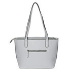 Nicci Large Tote Bag with Slit Pocket - Grey-Top zipper entry