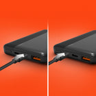HyperGear 10000mAh USB-C and USB-A Portable Power Bank - Black-LED battery indicator