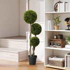 HOMCOM 45" Artificial Boxwood Triple Ball Topiary Tree - Green-The plant includes three big ball-trimmed bushes which bring a natural feeling to your room 