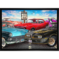 Vintage Route 66 by Michel Fishel - Framed Canvas - 31" x 22"-High-quality art print professionally matted and framed