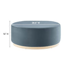 Modway Tilden Large 38" Round Performance Velvet Upholstered Ottoman - Cadet Blue/Natural-Stain-Resistant Fabric