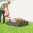 Outsunny Galvanized Steel Planter Raised Garden Bed - 47" L x 47" W x 12" H - Light Grey-Galvanized steel material is powder coating for outdoor use 